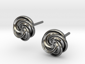Pinwheel Flower Stud Earrings in Polished Silver