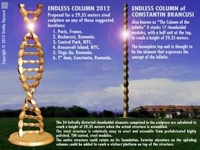 DNA Endless Column 2012 - Homage to Brancusi in Polished Gold Steel