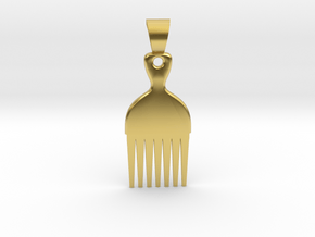 Afro comb [pendant] in Polished Brass