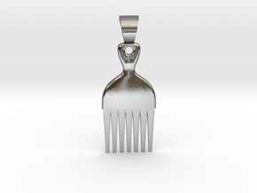 Afro comb [pendant] in Polished Silver