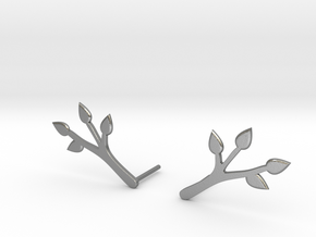 Branch earrings.stl in Natural Silver