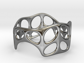 Voronoi Wire Bracelet (001a) in Fine Detail Polished Silver