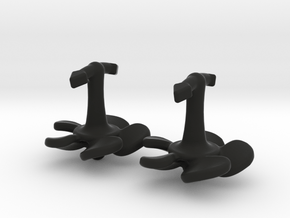 Marine cufflinks with propeller and anchor  in Black Natural Versatile Plastic