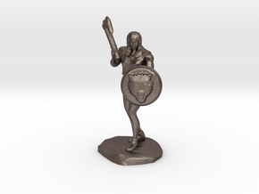 Wandacea, the Barbarian with Sword and Shield in Polished Bronzed Silver Steel