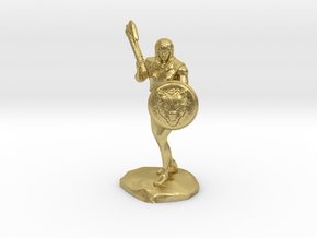 Wandacea, the Barbarian with Sword and Shield in Natural Brass