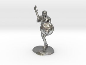 Wandacea, the Barbarian with Sword and Shield in Natural Silver