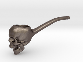 skull pipe 8.9 cm in Polished Bronzed-Silver Steel