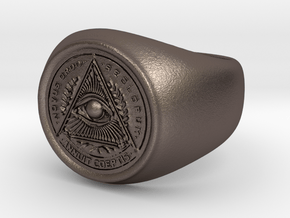 Illuminati Ring in Polished Bronzed-Silver Steel: 6.25 / 52.125