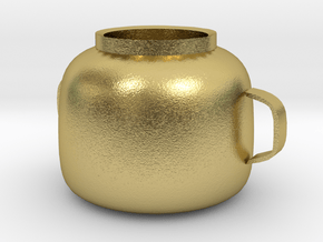 Square pot in Natural Brass