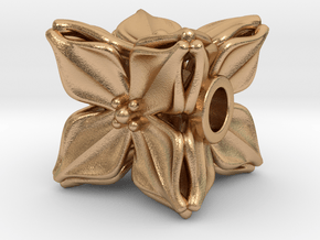 Floral Bead/Charm - Cube in Natural Bronze