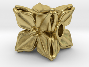 Floral Bead/Charm - Cube in Natural Brass