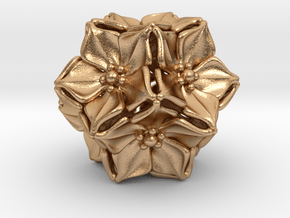 Floral Bead/Charm - Dodecahedron in Natural Bronze