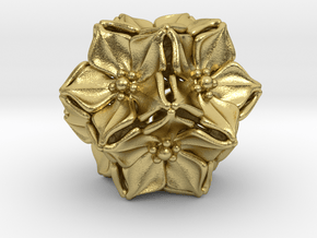 Floral Bead/Charm - Dodecahedron in Natural Brass