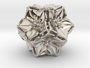 Floral Bead/Charm - Dodecahedron in Rhodium Plated Brass