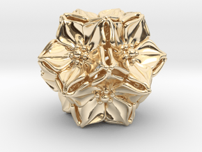 Floral Bead/Charm - Dodecahedron in 14k Gold Plated Brass