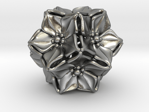 Floral Bead/Charm - Dodecahedron in Natural Silver