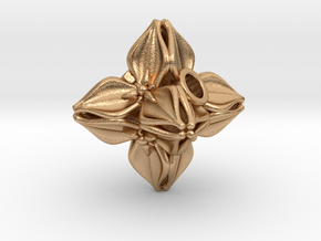 Floral Bead/Charm - Octahedron in Natural Bronze