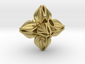 Floral Bead/Charm - Octahedron in Natural Brass