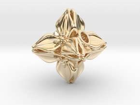 Floral Bead/Charm - Octahedron in 14k Gold Plated Brass