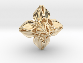 Floral Bead/Charm - Octahedron in 14K Yellow Gold