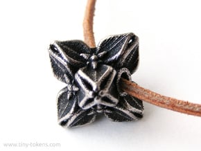Floral Bead/Charm - Octahedron in Polished Bronzed-Silver Steel