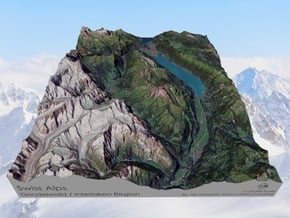 Swiss Alps, Interlaken / Gindelwald Map in Natural Full Color Sandstone