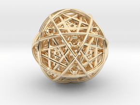 Hedron star inside sphere blue black  in 14K Yellow Gold