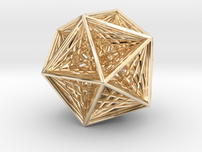Icosahedron collapsing axis in 14k Gold Plated Brass