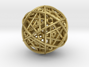 Hedron star inside sphere yellow black in Natural Brass