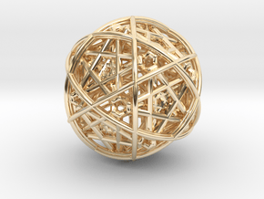 Hedron star inside sphere yellow black in 14k Gold Plated Brass