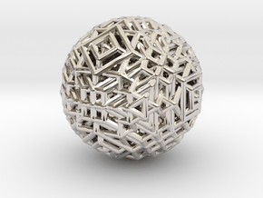 Cube to octahedron transition Version 1  in Rhodium Plated Brass