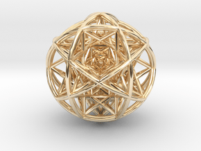Scaled arrayed star hedron inside sphere  in 14K Yellow Gold