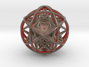 Scaled arrayed star hedron inside sphere  in Glossy Full Color Sandstone