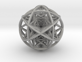 Scaled arrayed star hedron inside sphere  in Aluminum