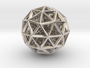 Geometric sphere with connected vertics in Rhodium Plated Brass