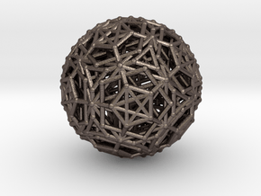 Dodeca & Icosa hedron families forming a sphere in Polished Bronzed-Silver Steel