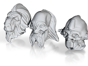 Alien Head set 1 in Tan Fine Detail Plastic