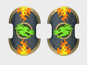 Dragon Head - Trojan Power Shields (L&R) in Tan Fine Detail Plastic: Small