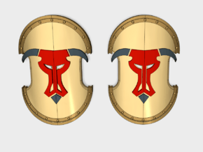 Greek Bull - Trojan Power Shields (L&R) in Tan Fine Detail Plastic: Small