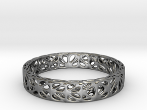 Voronoi Bi-Dodecagonal Bracelet (001b) in Fine Detail Polished Silver