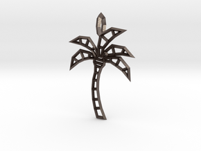 Wireframe palm tree pendant in Polished Bronzed-Silver Steel