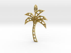 Wireframe palm tree pendant in Natural Brass