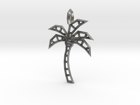 Wireframe palm tree pendant in Natural Silver
