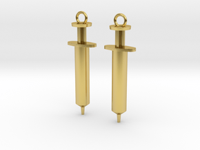 Syringe Earrings 2pc in Polished Brass