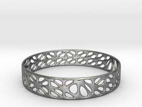 Voronoi Dodecagonal Bracelet (001b) in Fine Detail Polished Silver