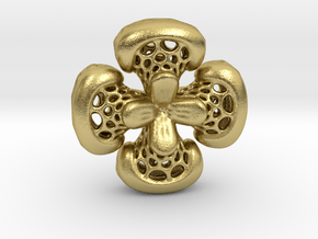 Sphericon Flower pendant in Natural Brass