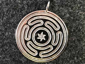 Wheel of Hecate pendant in Rhodium Plated Brass