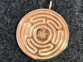 Wheel of Hecate pendant in Polished Brass