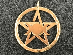Pentacle with triple Goddess pendant in Natural Brass