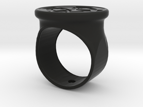Celtic cross signet ring in Black Premium Versatile Plastic